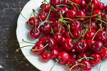 ripe cherries on the table