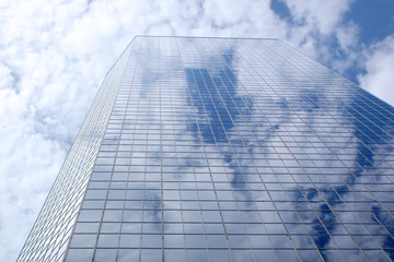 modern office building reflecting sky