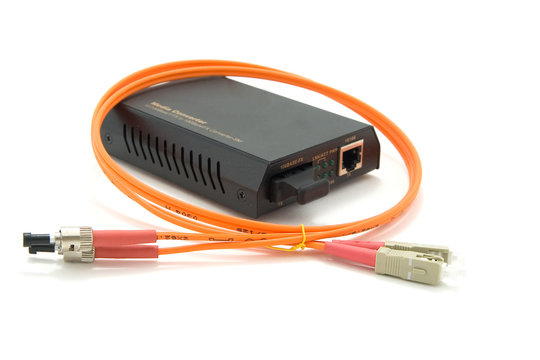 Media Converter And Fiber Optic Cord.