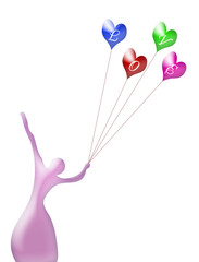 silhouette of the ballerina with air multi-coloure