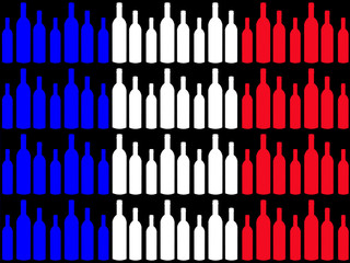 wine bottles and french flag