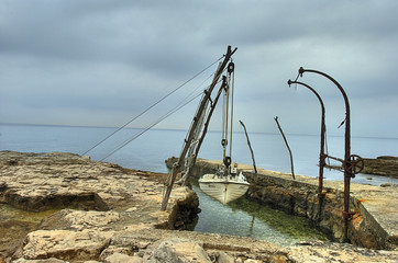 Fototapeta na wymiar fisherman boat hanging