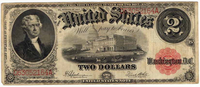 vintage two dollar bill 1917