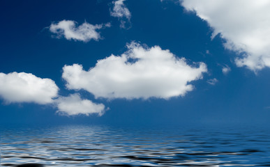 blue skies and water