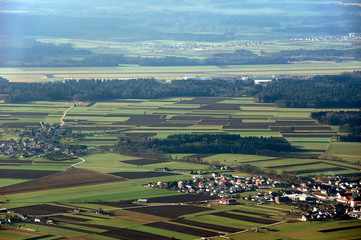 aerial view of farm landscape