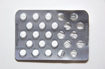 used pills in plastic blister