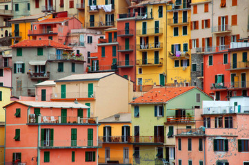 Fototapeta na wymiar colourful texture of manarola city of cinque terre