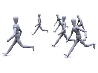 3d people running