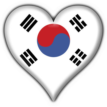 bottone cuore coreano - korea button heart flag