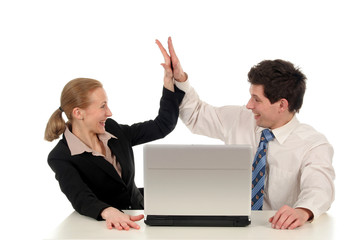 business couple with laptop