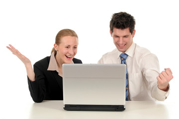 business couple with laptop
