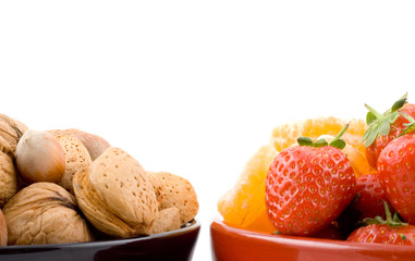 half bowl with mixed fruits and nuts