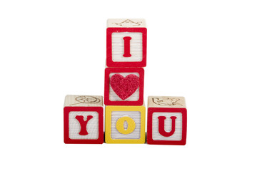 i luv you on white with path