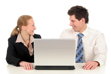 business couple with laptop