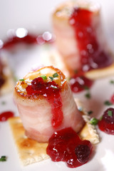 grilled banana with ham and redcurrant marmalade