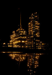 the chemical factory at night