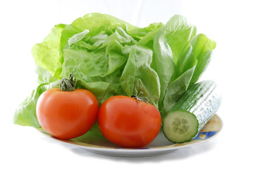 fresh vegetables against white background
