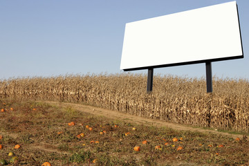 billboard in a corn field