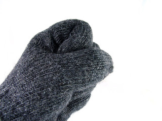 hand with a gray glove