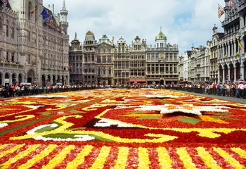 Deurstickers Brussel bloementapijt op grote plaats