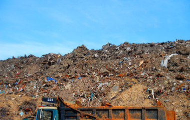 dump truck at landfill