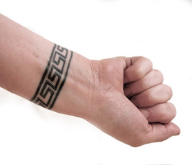 wrist tattoo body art of greek key symbol isolated