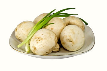 champignons with a green onions.