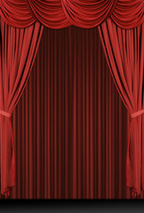 vertical red draped stage