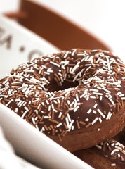 chocolate iced ring doughnuts