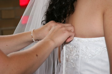 gown dress white zip button back elegant veil