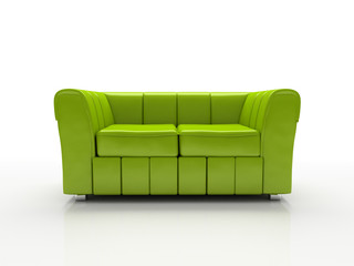 green sofa on white background  insulated 3d
