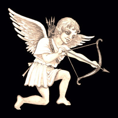 stock illustration of vintage cupid