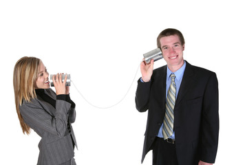 business people on old phone