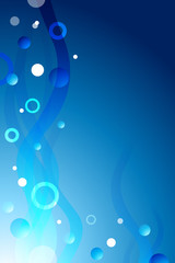 blue abstract background with waves-bubbles