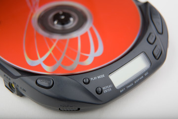 Fototapeta premium portable cd player with red disk