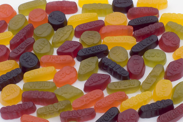 wine gums on white background