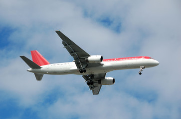 modern passenger jet before landing