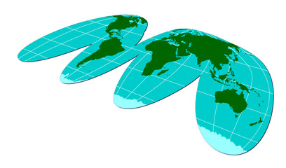 map of the world in perspective green