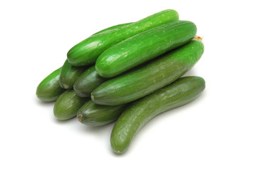 green cucumbers isolated on the white background