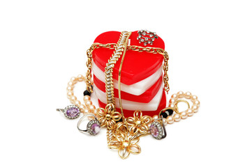 various jewellery isolated on the white background