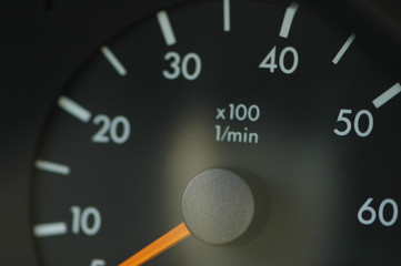close-up on the car speedmeter
