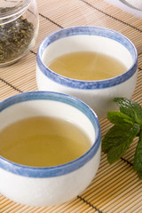 cups with green tea
