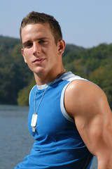 muscular man at the beach