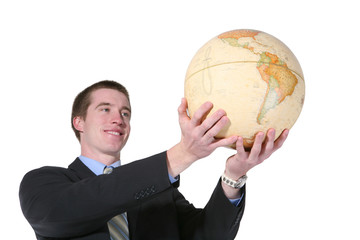 business man with globe