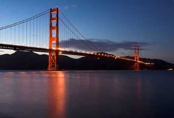 golden gate bridge at dusk
