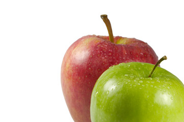 green and red apple in the corner