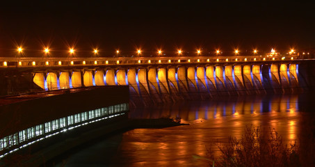 power dam in the night