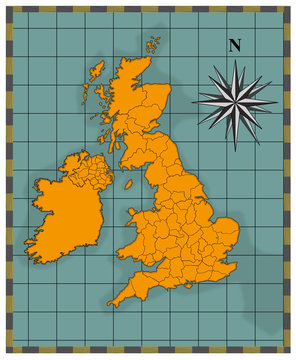 Fototapeta map of british counties
