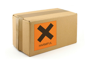 cardboard box with harmful content
