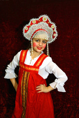 the girl in carnival suits.